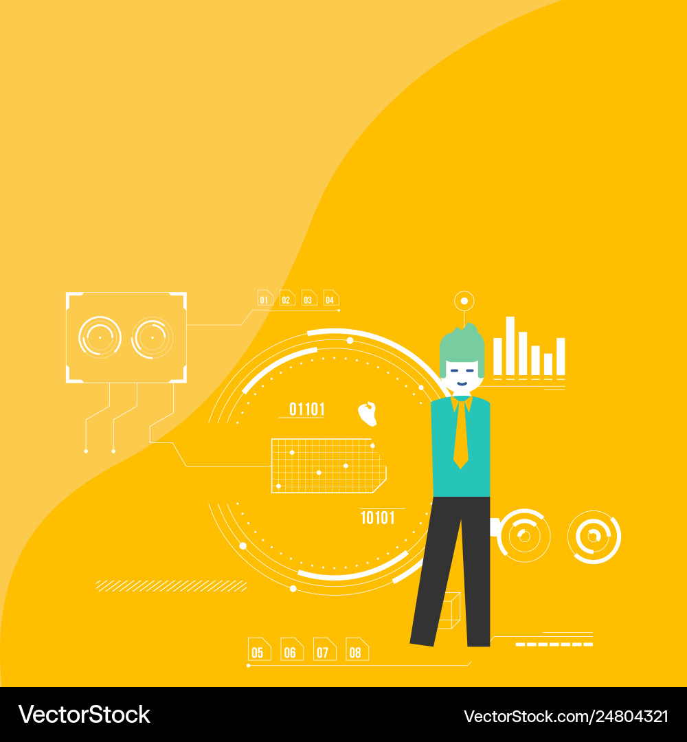 Man standing holding pen and pointing to chart Man standing holding pen and pointing to chart vector image