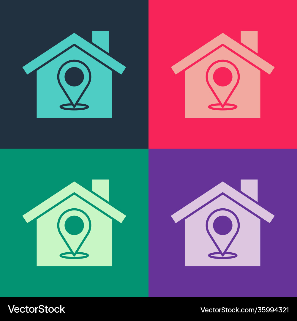 Pop art map pointer with house icon isolated Pop art map pointer with house icon isolated vector image