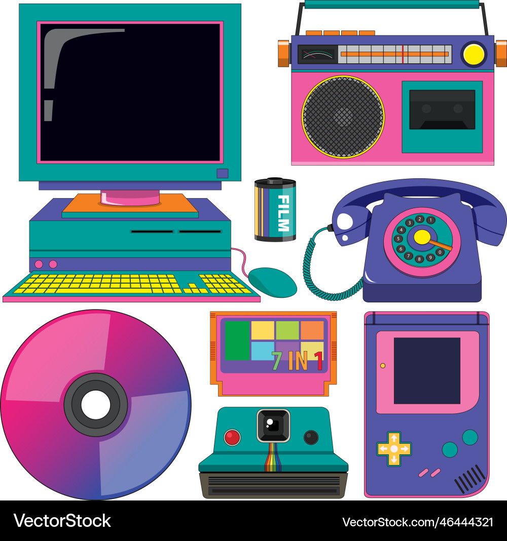 Retro objects and elements set Retro objects and elements set vector image