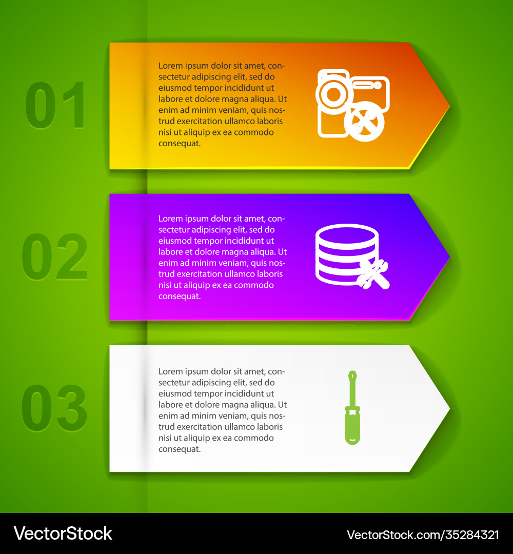 Set line video camera service database server vector image
