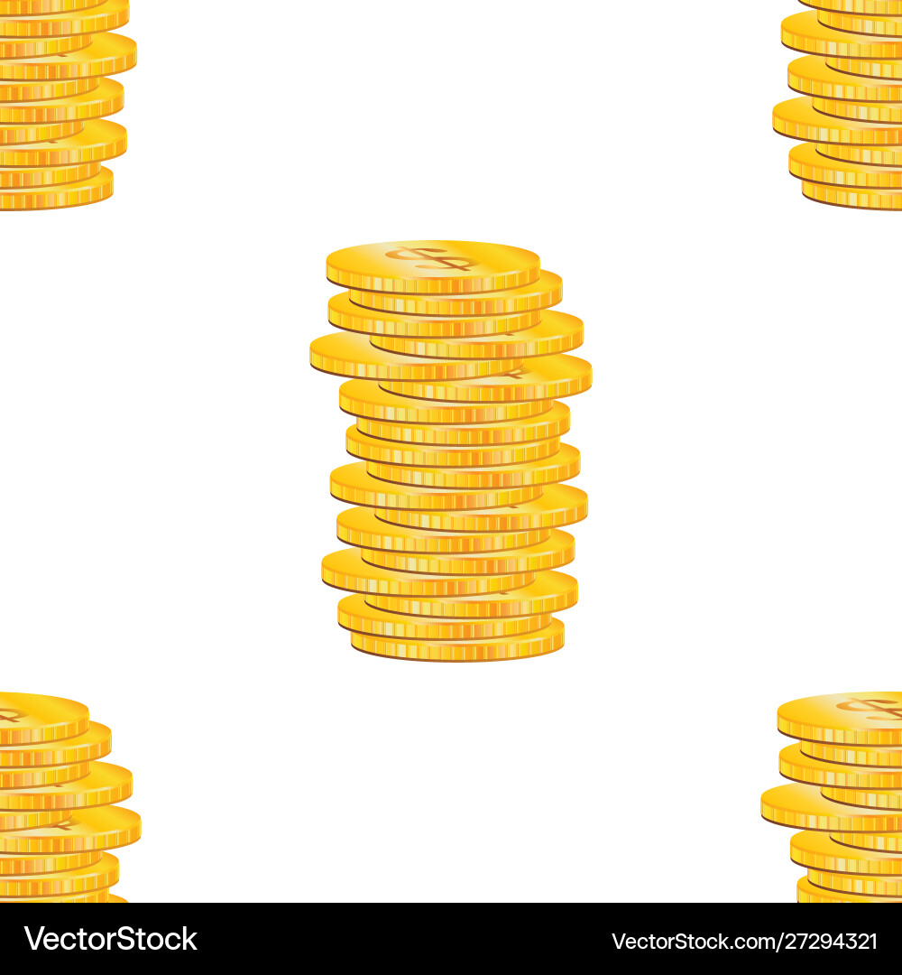 Stack coins seamless pattern simple Vector Image