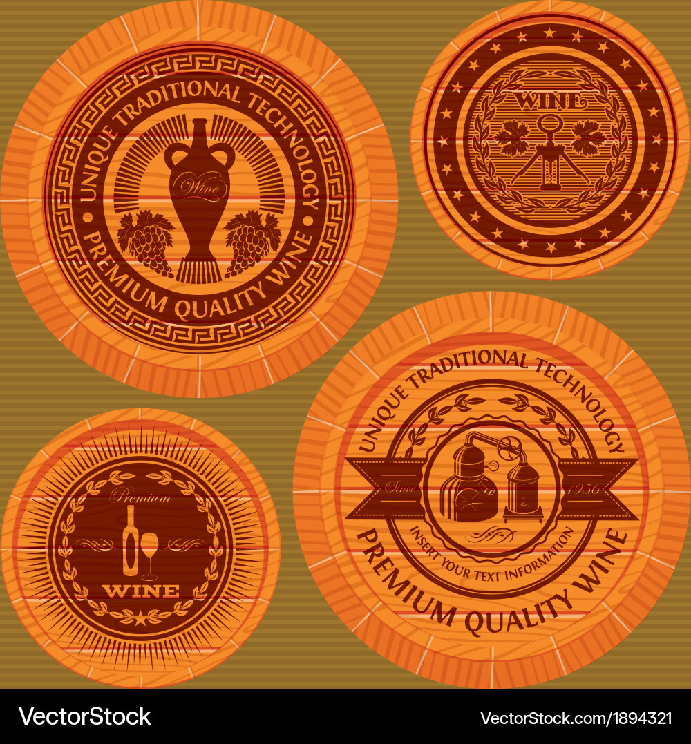 Wine Casks Labels Set vector image