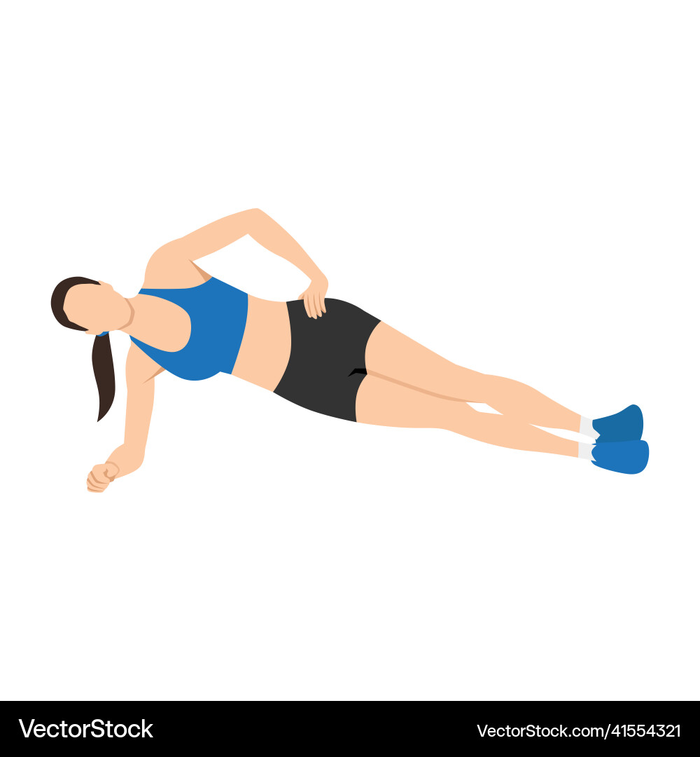 Woman doing side plank exercise flat Woman doing side plank exercise flat vector image