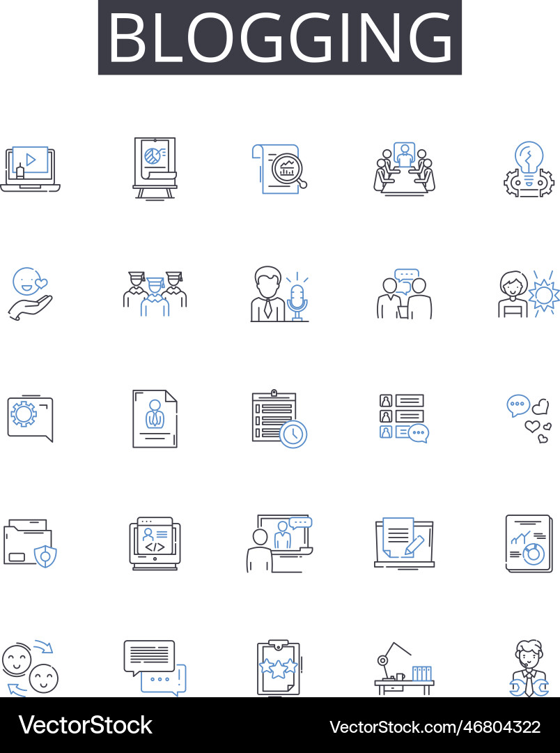 Blogging line icons collection vlogging Blogging line icons collection vlogging vector image