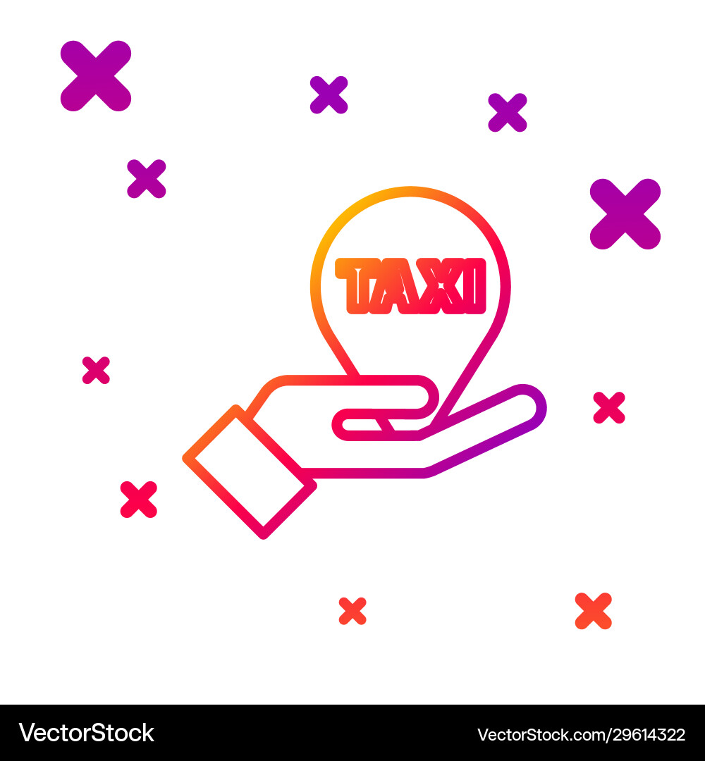 Color line hand on map pointer with taxi icon Color line hand on map pointer with taxi icon vector image