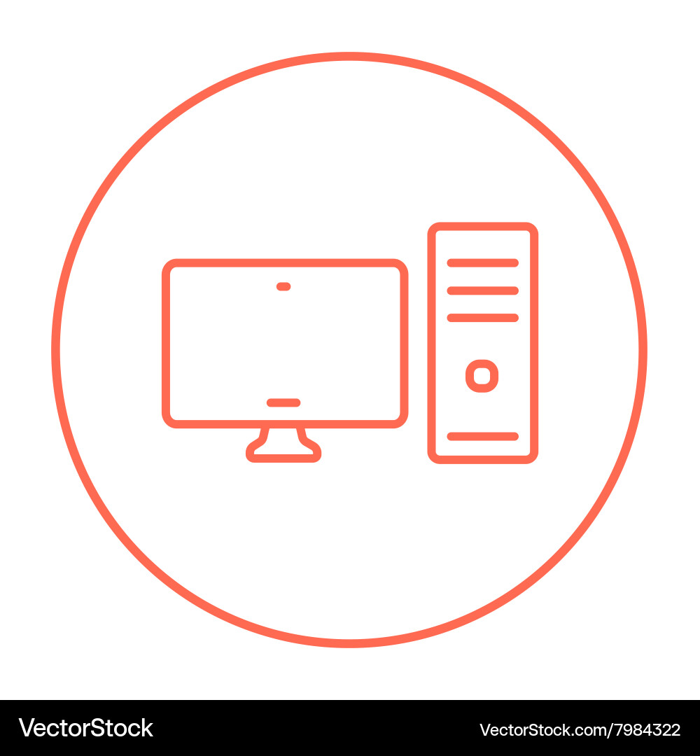 Cpu and monitor line icon vector image