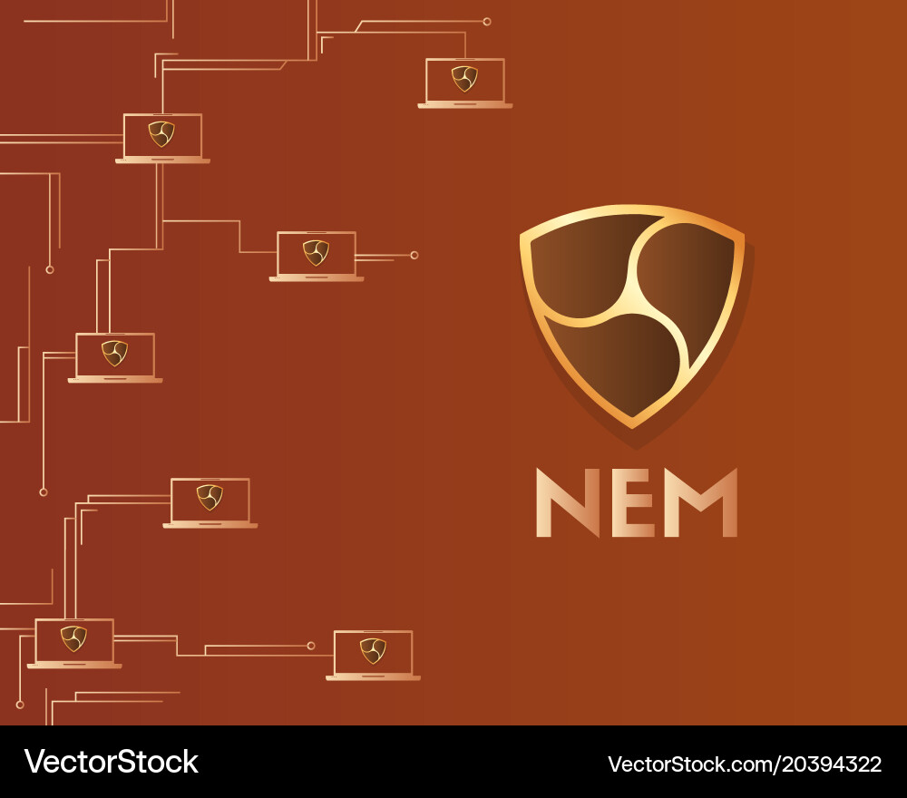 Cryptocurrency nem blockchain circuit network Vector Image