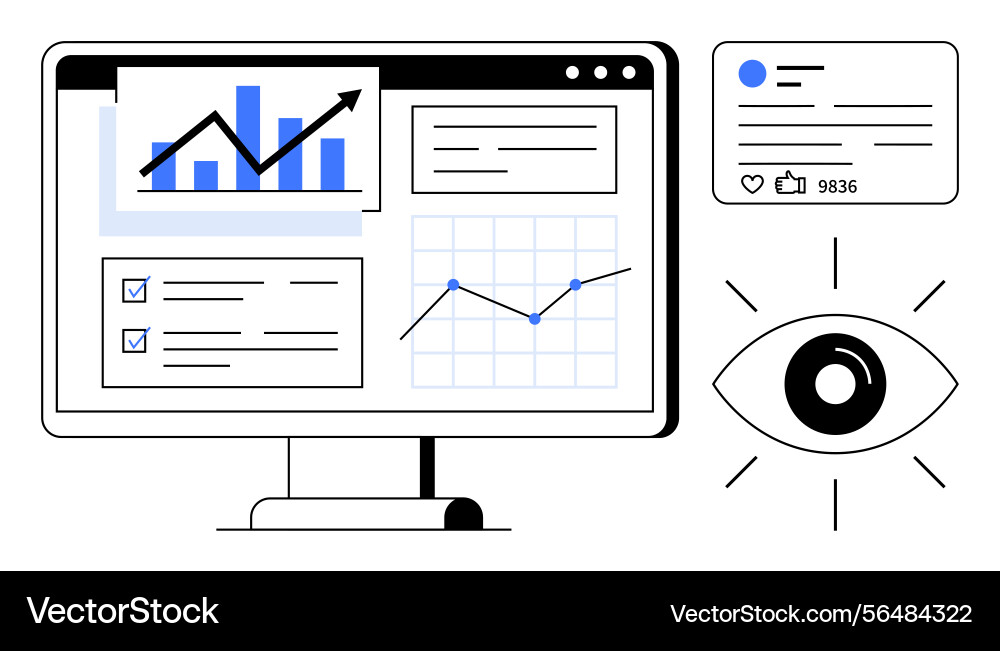 Data visualization and analytics on computer Vector Image