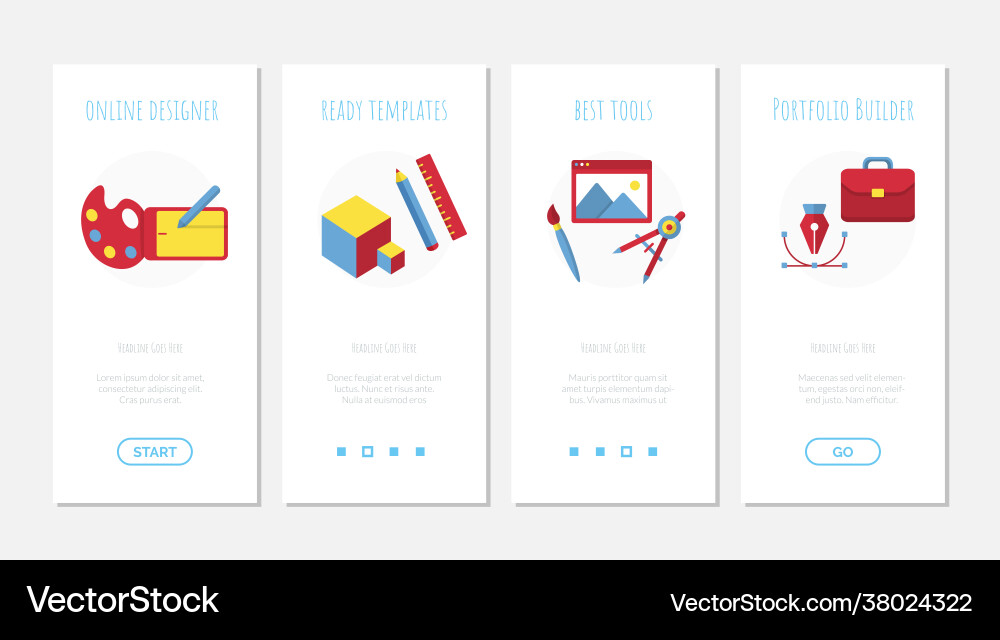 Design photo onboard screen mobile app set Design photo onboard screen mobile app set vector image
