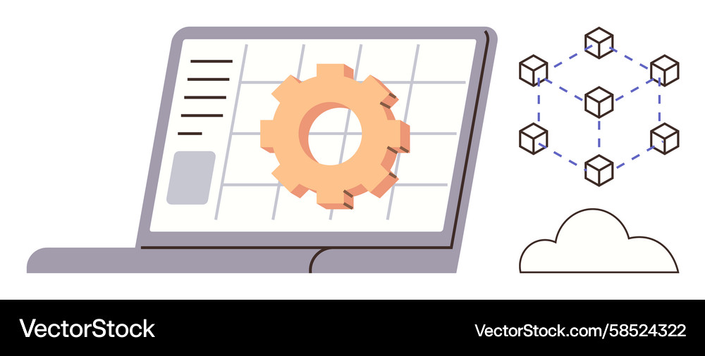 Digital Process & Blockchain Management Vector Image