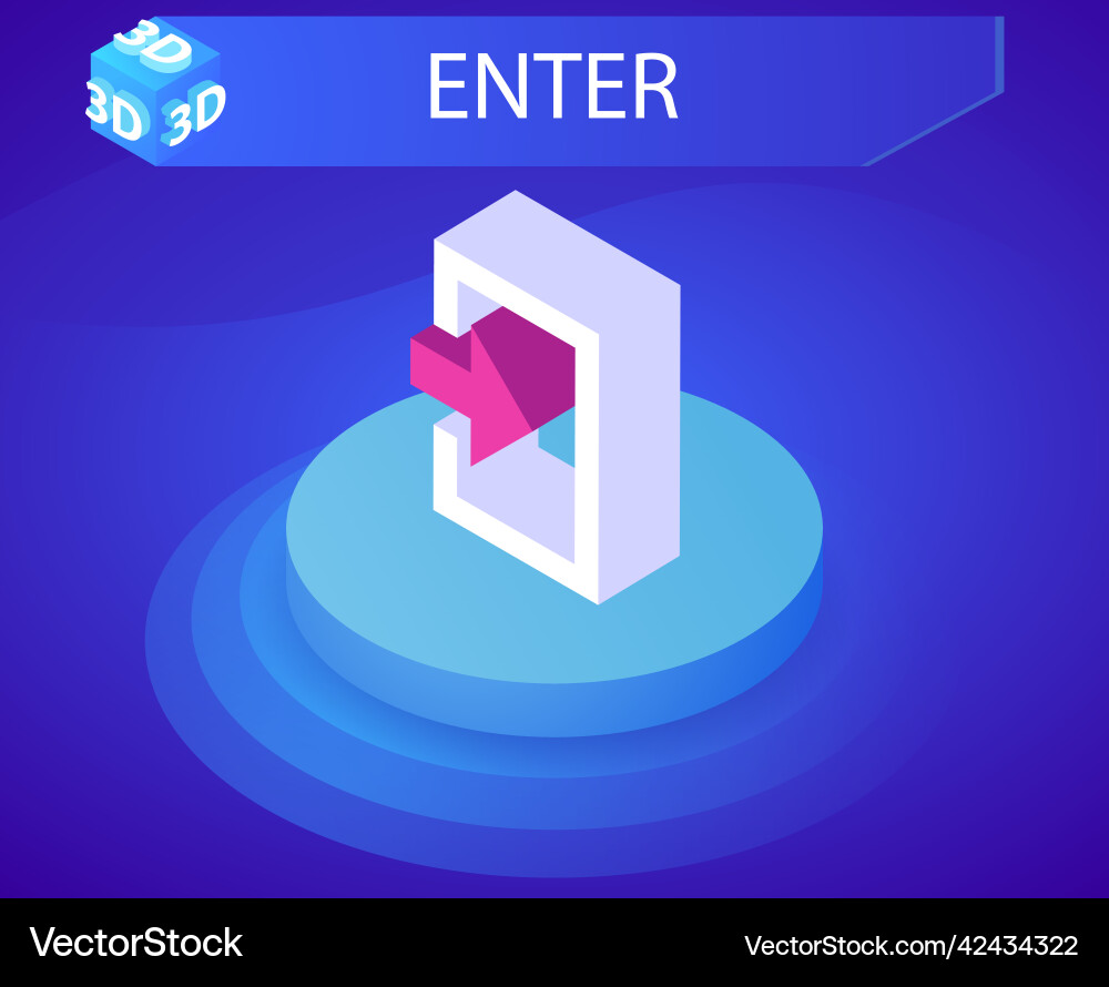 Enter isometric design icon web 3d colorful vector image