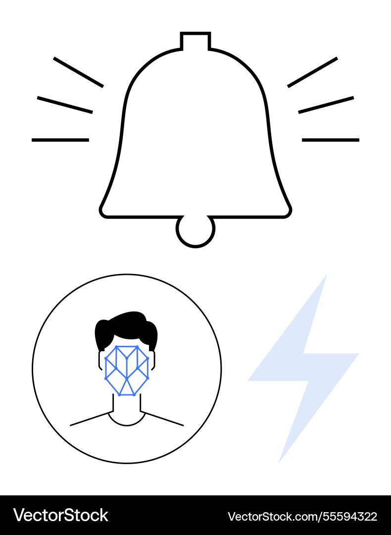 Facial recognition alert system with notification Facial recognition alert system with notification vector image