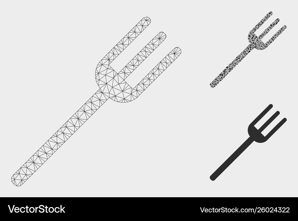 Fork mesh wire frame model and triangle Fork mesh wire frame model and triangle vector image