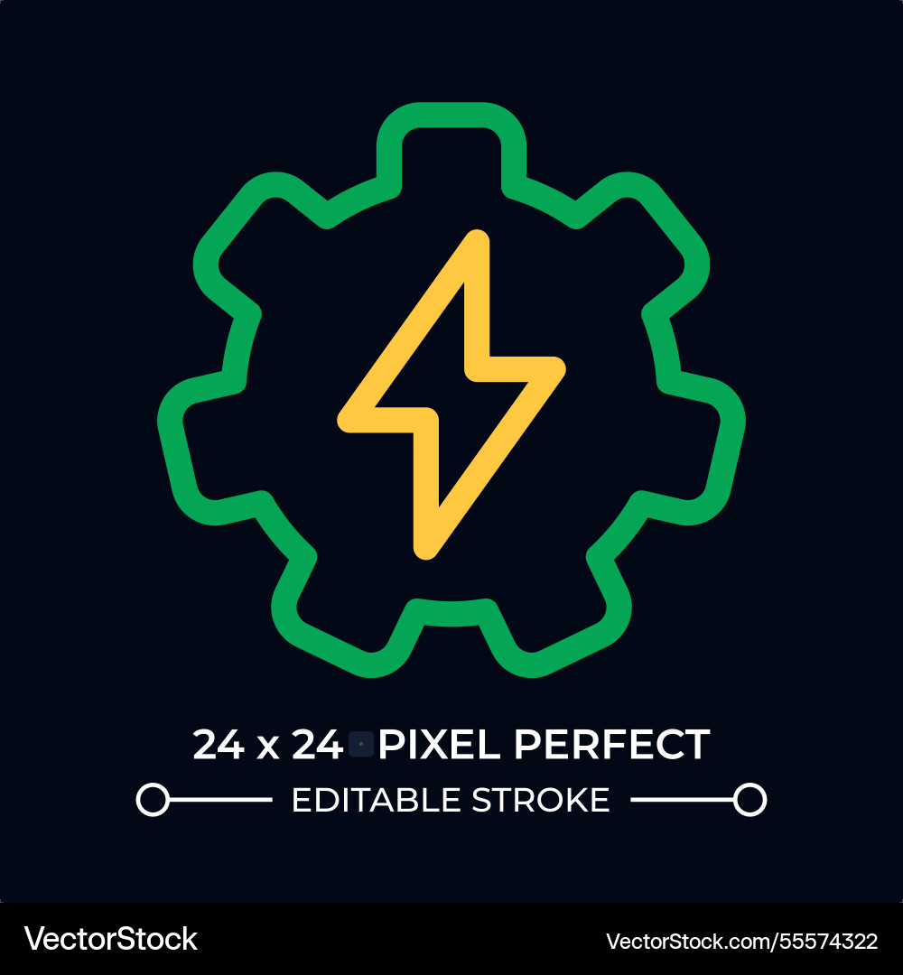 Gear with lightning dark color line ui icon Gear with lightning dark color line ui icon vector image