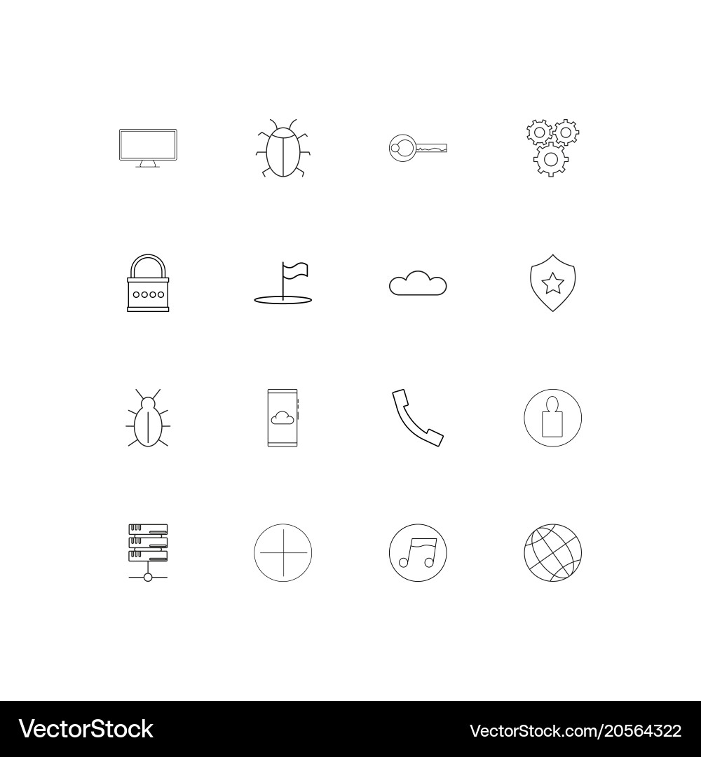 Internet technologies simple linear icons set vector image