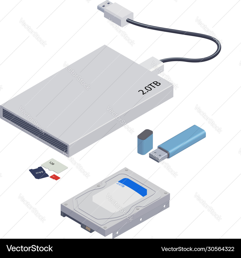 Isolated computer memory devices Isolated computer memory devices vector image