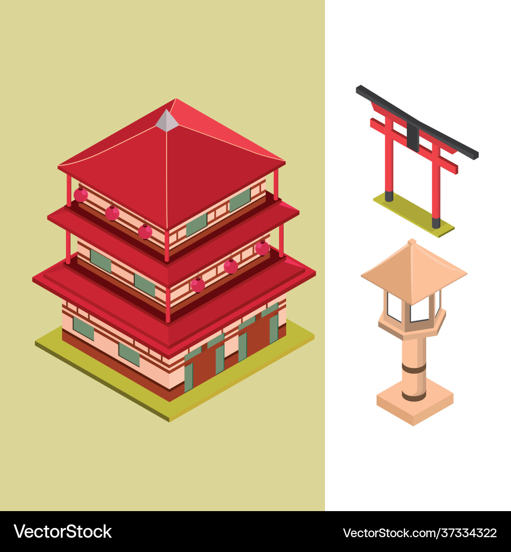 Japanese building gate Vector Image