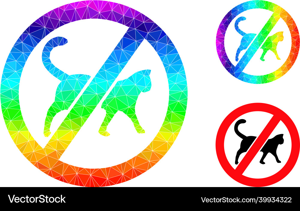 Lowpoly no cats icon with spectrum gradient Lowpoly no cats icon with spectrum gradient vector image