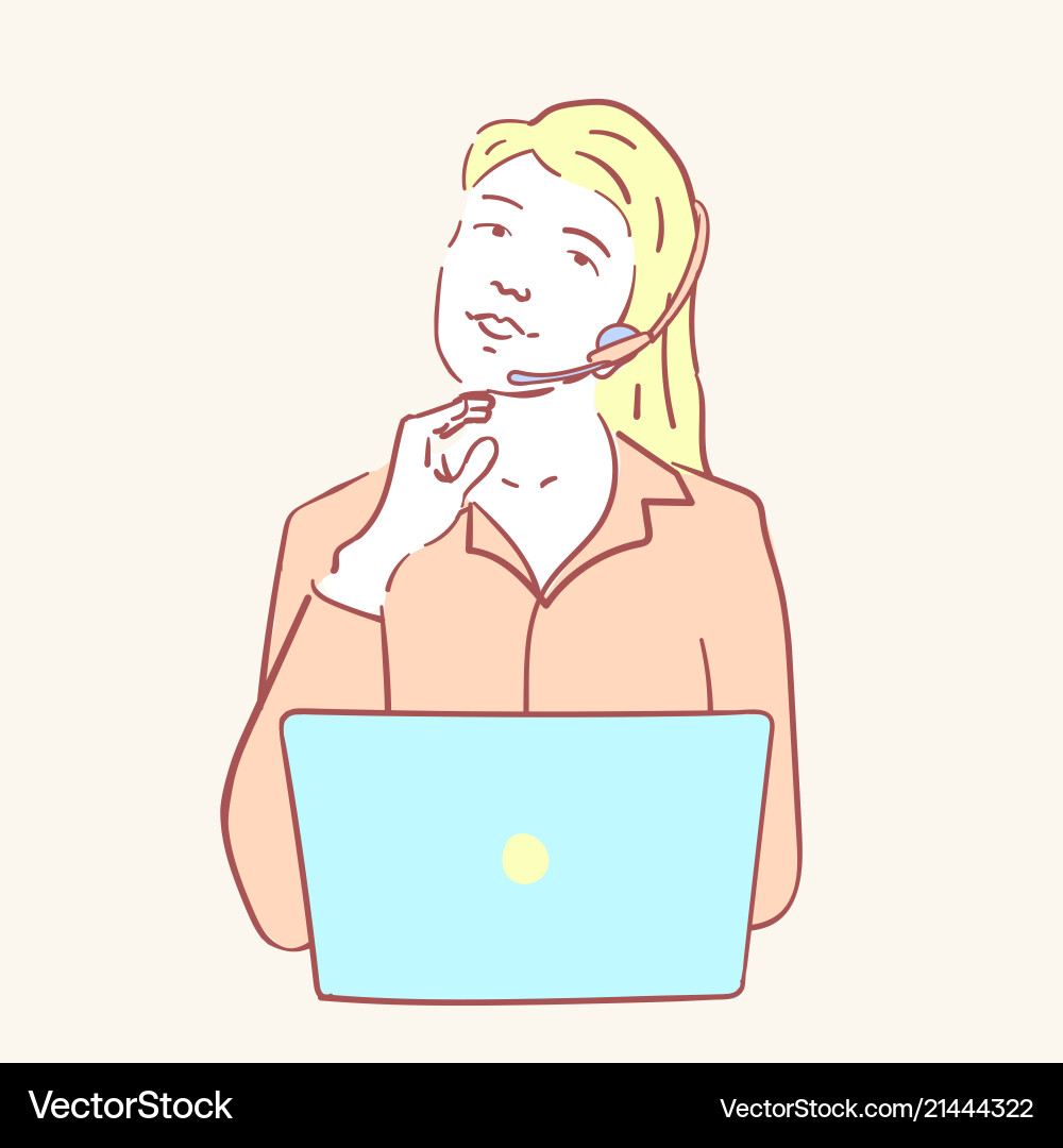 Online-Assistent Unterstützung Operator Hand gezeichnet Stil Online-Assistent Unterstützung Operator Hand gezeichnet Stil vektorbild