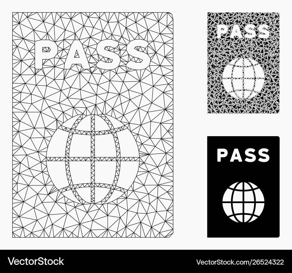 Passport mesh 2d model and triangle mosaic Passport mesh 2d model and triangle mosaic vector image