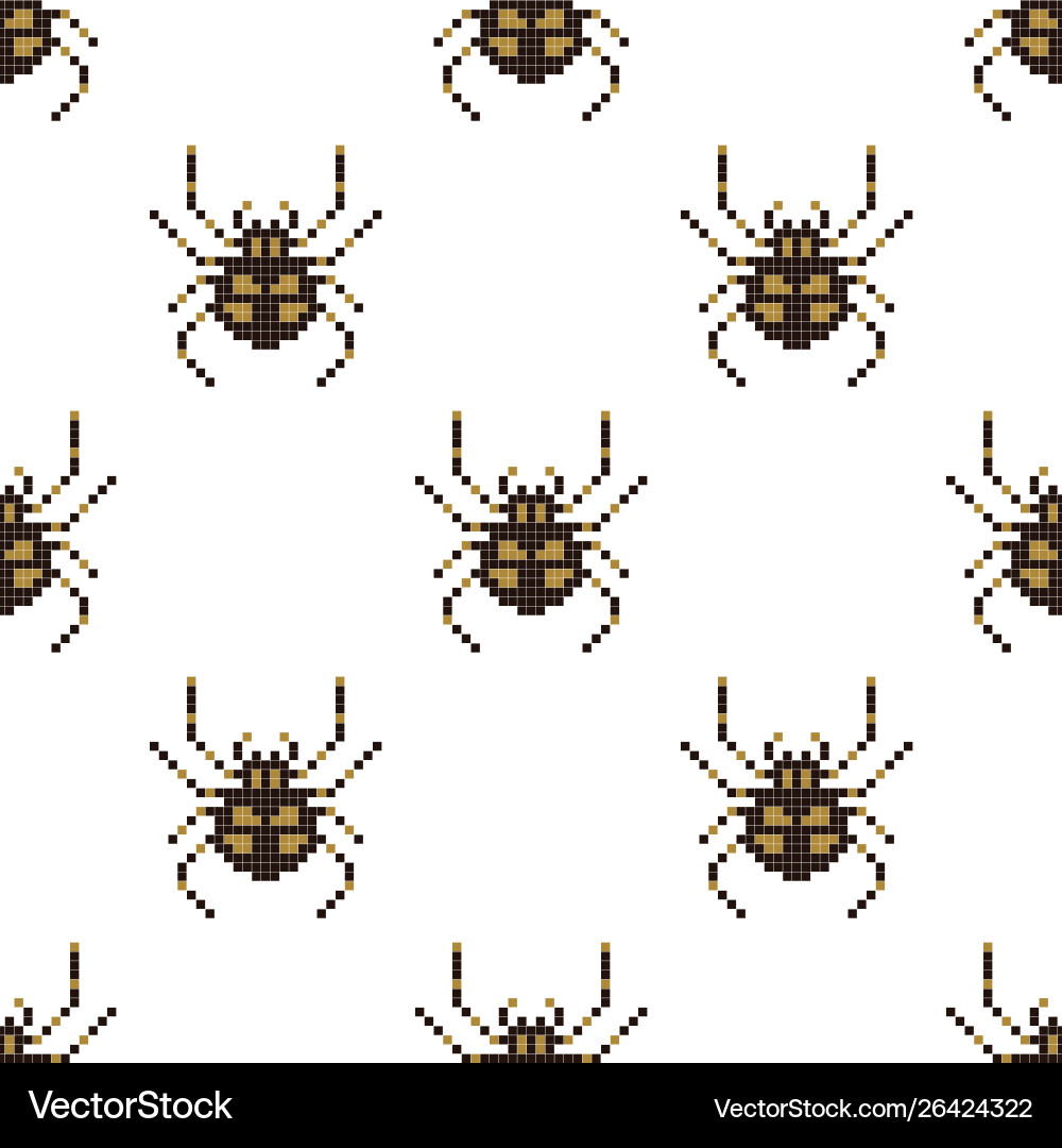 Pixel seamless pattern with 8 bit spider Pixel seamless pattern with 8 bit spider vector image