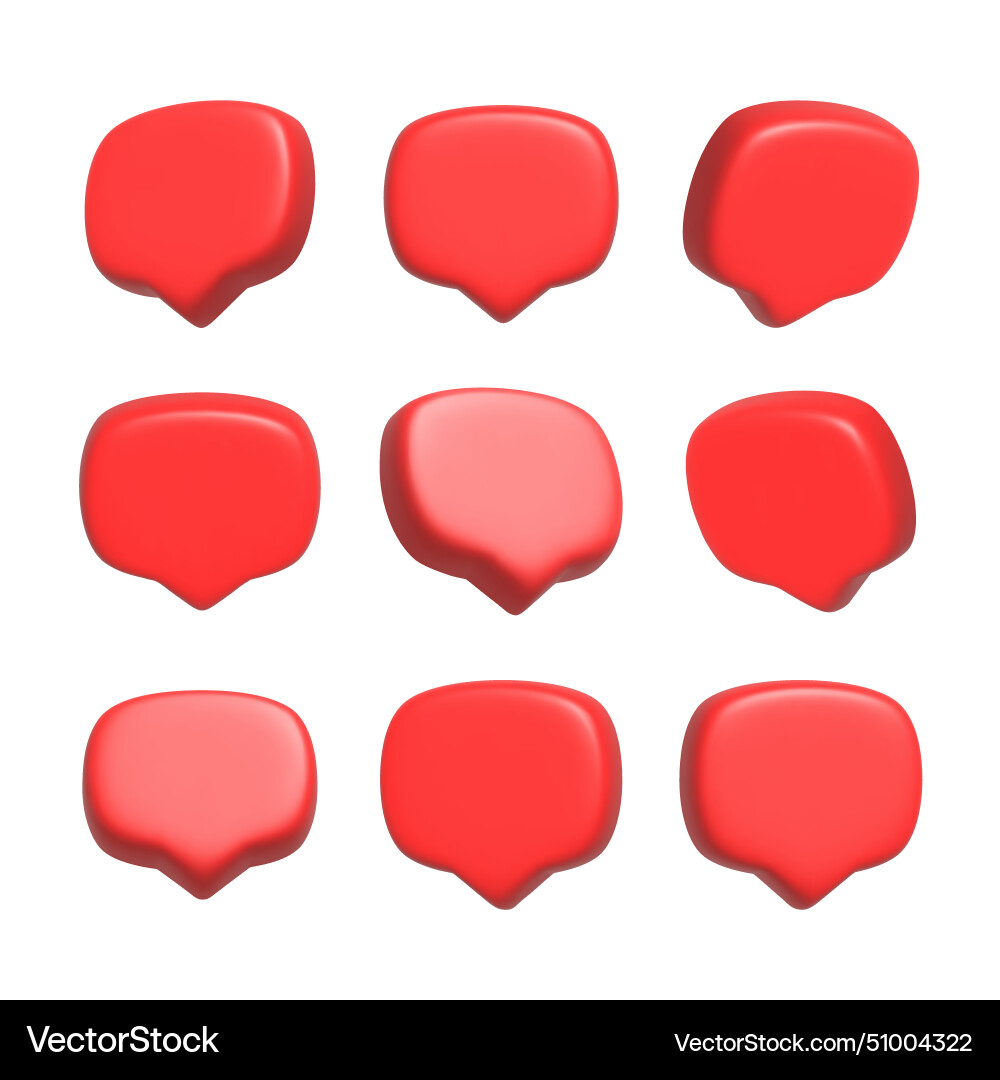 Render 3d of red speech bubble mate Vector Image