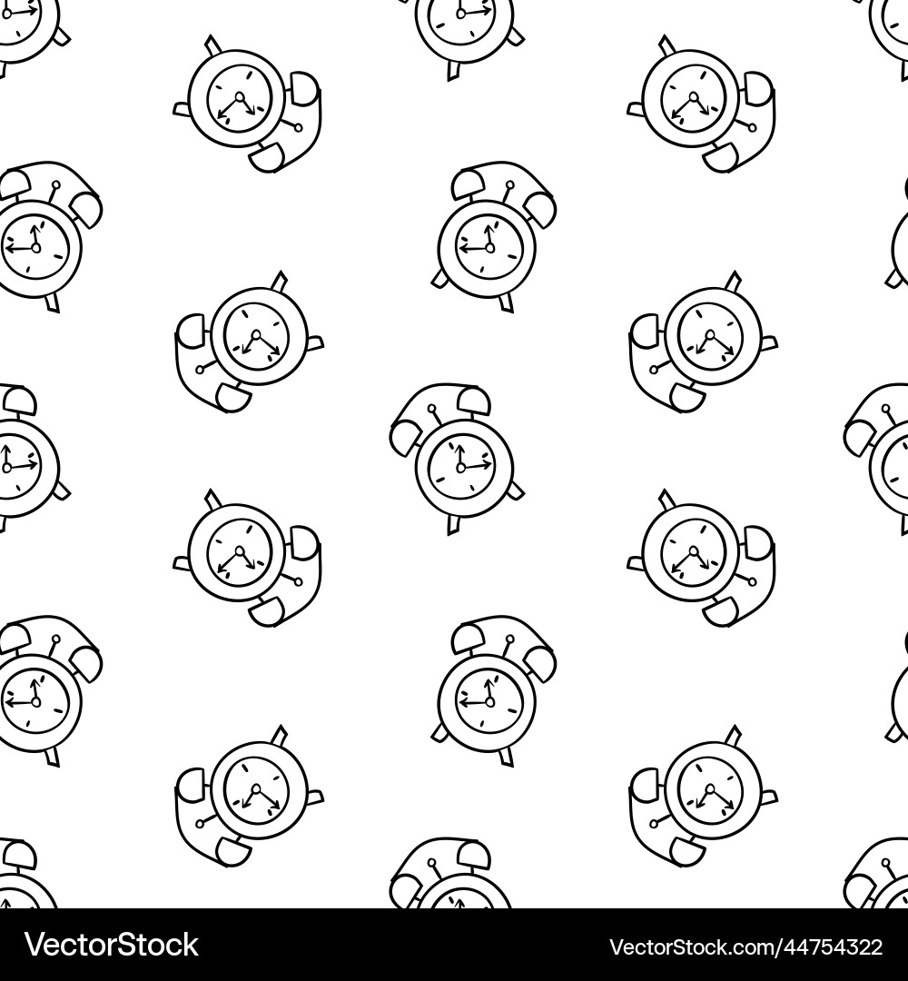 Retro alarm clock pattern Retro alarm clock pattern vector image