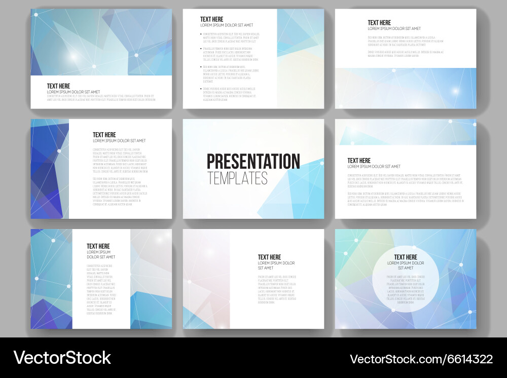 Set of 9 templates for presentation slides vector image