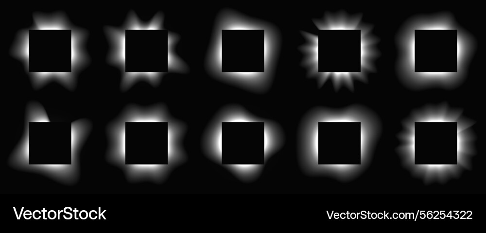 Set of square illuminate light frames Set of square illuminate light frames vector image