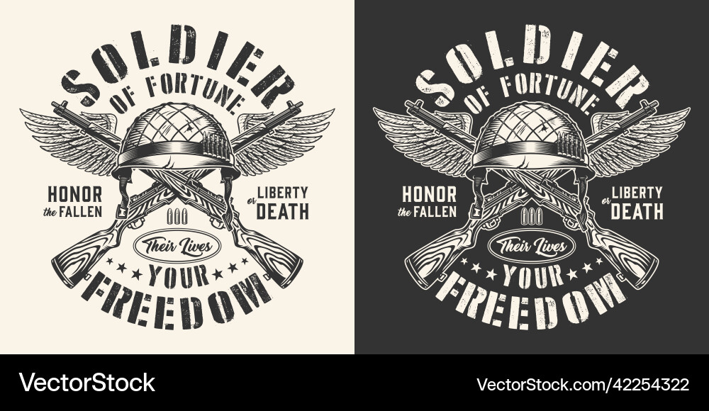 Soldier fortune monochrome vintage flyer vector image