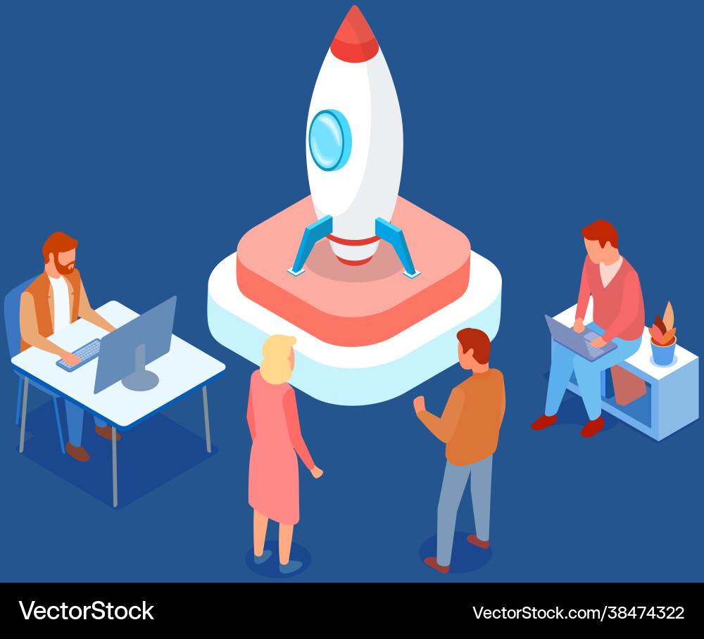 Teamwork with space project and technologies vector image