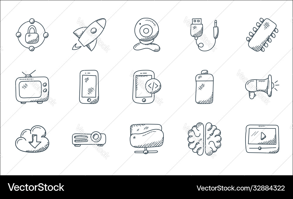Technology line icons linear set quality Technology line icons linear set quality vector image