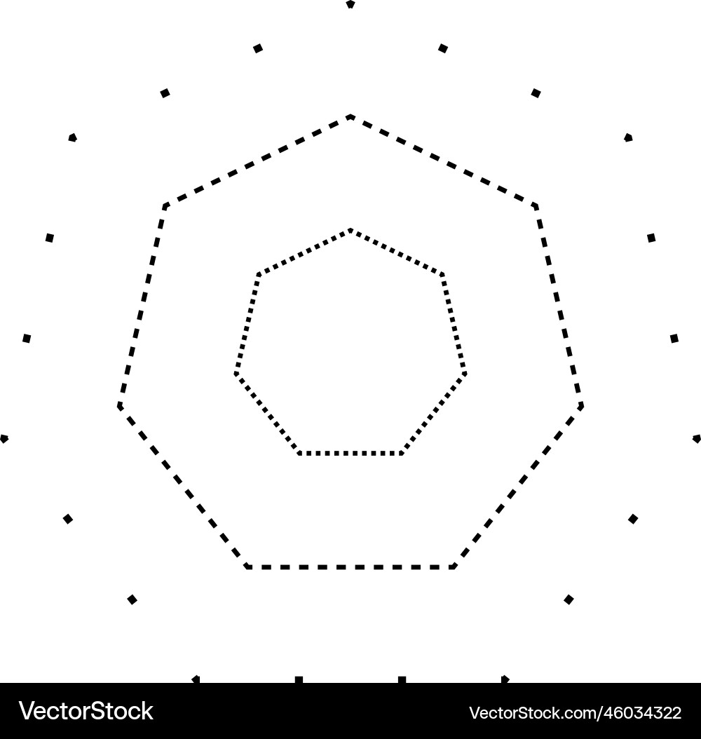 Tracing heptagon shape symbol dashed and dotted Tracing heptagon shape symbol dashed and dotted vector image