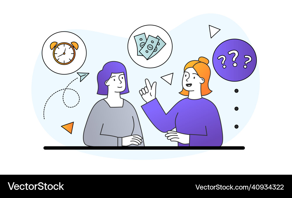 Two women contemplating Two women contemplating vector image