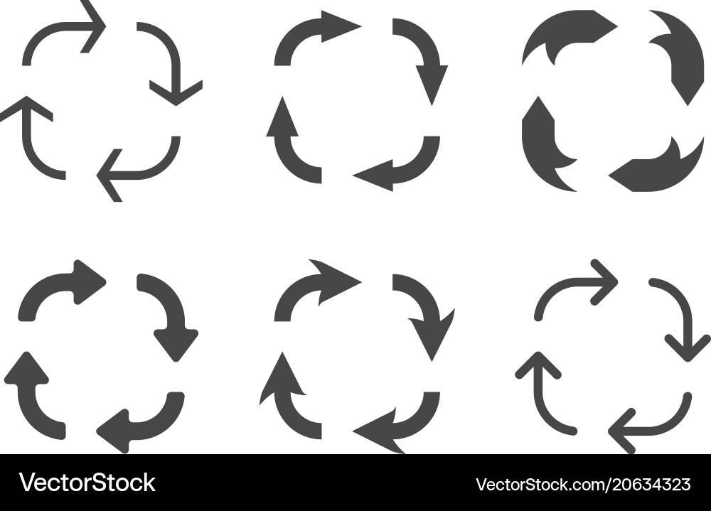 Arrows in circular motion arrow combinations vector image
