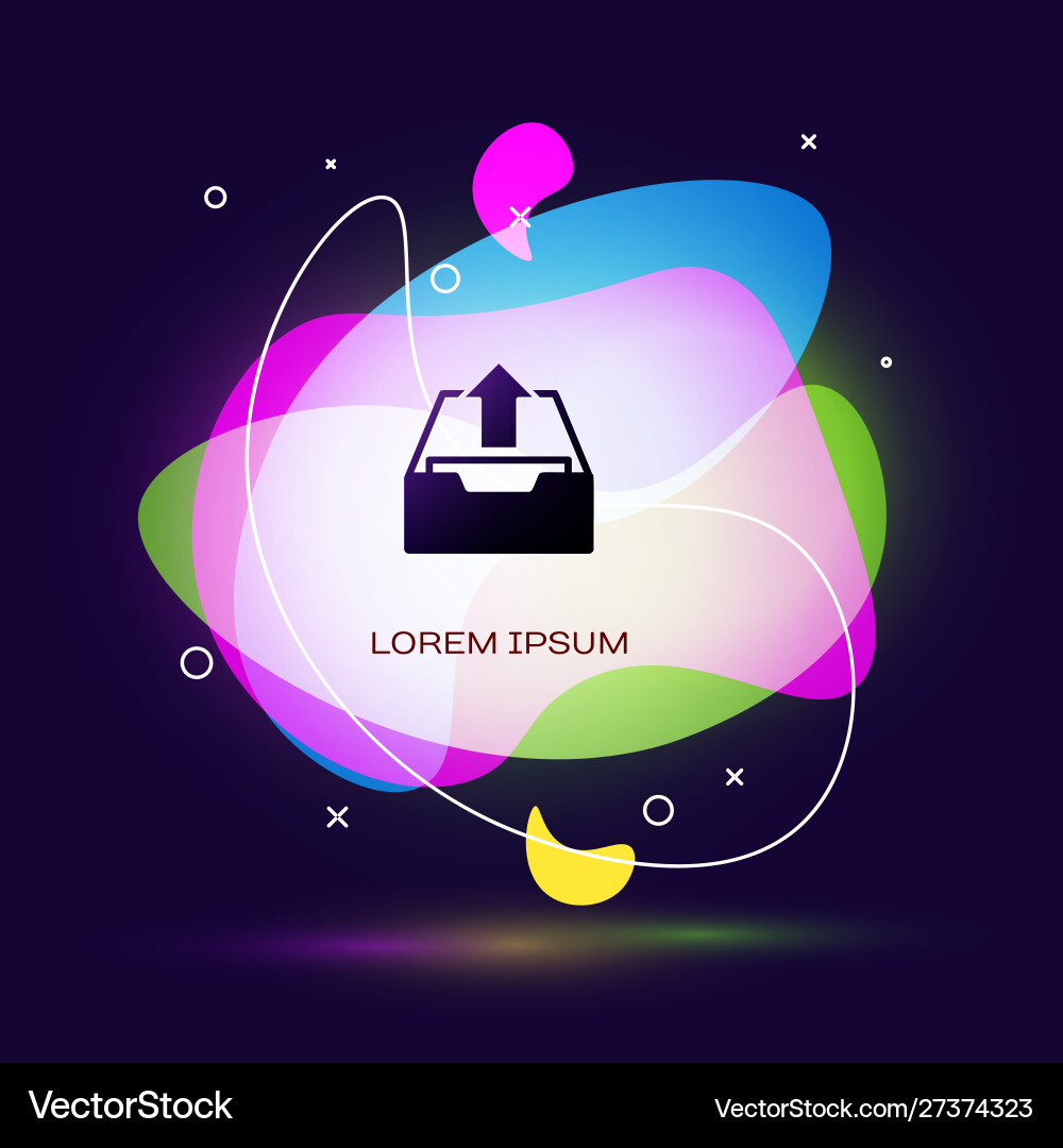 Black upload inbox icon isolated on dark blue Black upload inbox icon isolated on dark blue vector image