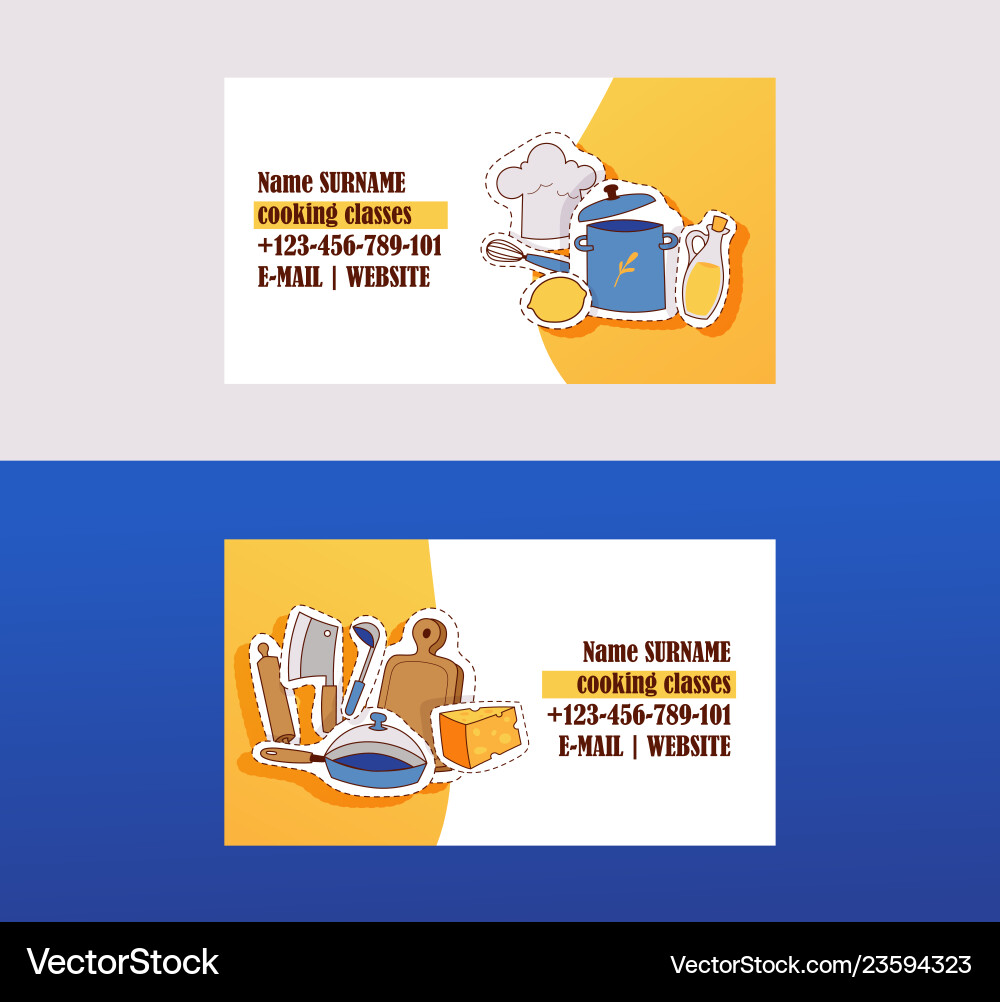 Business cards for cooking school class Business cards for cooking school class vector image
