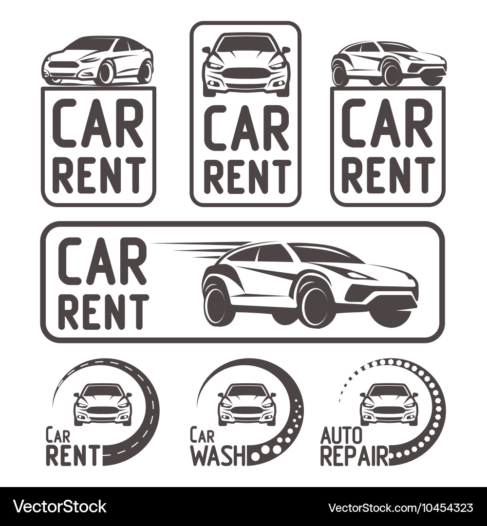 Car Repair & Wash Logo Elements Vector Image