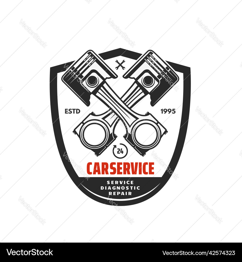 Car service icon crossed auto pistons Car service icon crossed auto pistons vector image