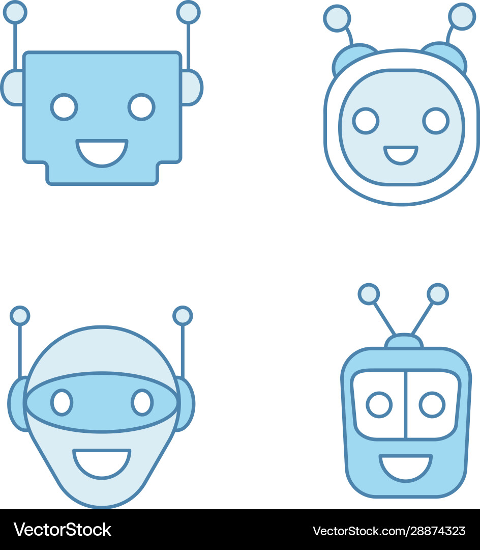 Chatbots color icons set Vector Image