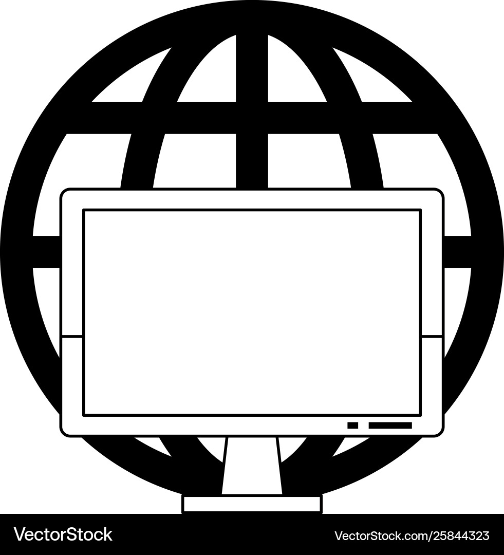 Computer hardware screen with global sphere symbol Computer hardware screen with global sphere symbol vector image