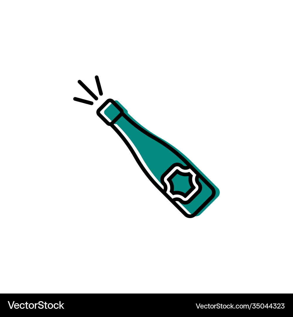 Cute green bottle sparkling wine isolated Cute green bottle sparkling wine isolated vector image