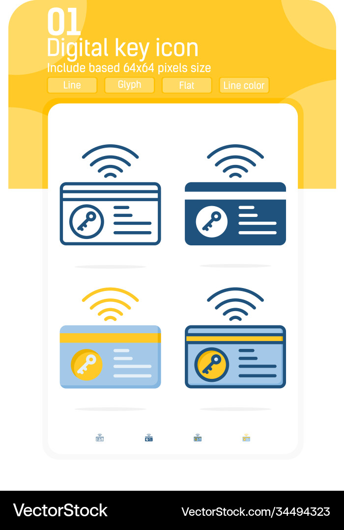 Digital key icon with filled outline style Vector Image