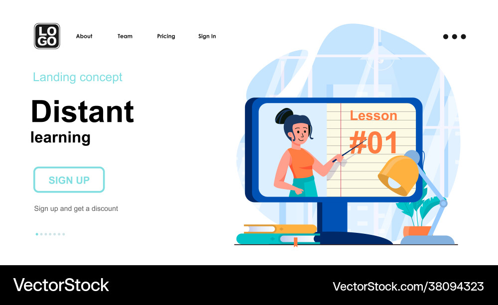 Distant learning web concept online training from vector image