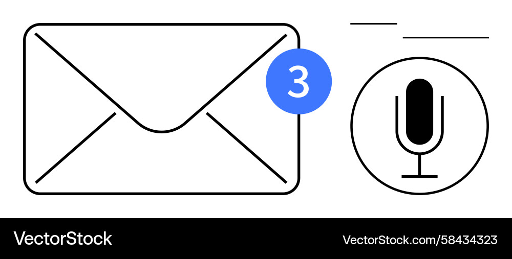 Email Notification with Voice Message Vector Image
