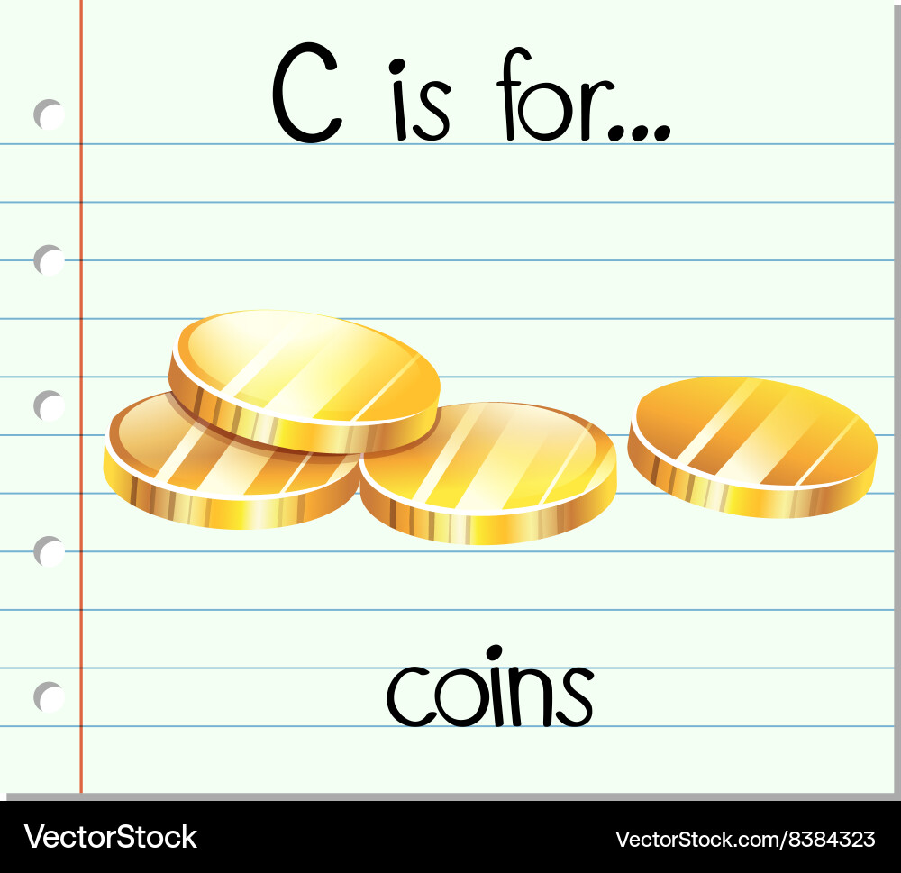 Flashcard Brief c ist für Münzen Vektorbild
