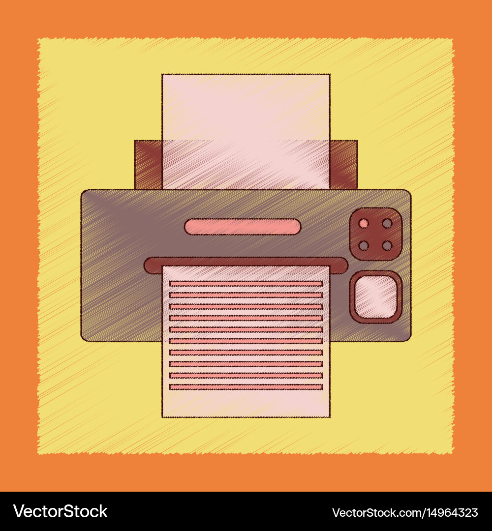 Flat shading style icon computer printer vector image