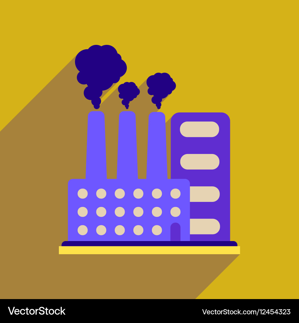 Flat web icon with long shadow factory vector image
