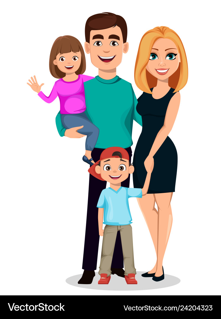 Glückliche Familie Vater Mutter Sohn und Tochter Glückliche Familie Vater Mutter Sohn und Tochter vektorbild