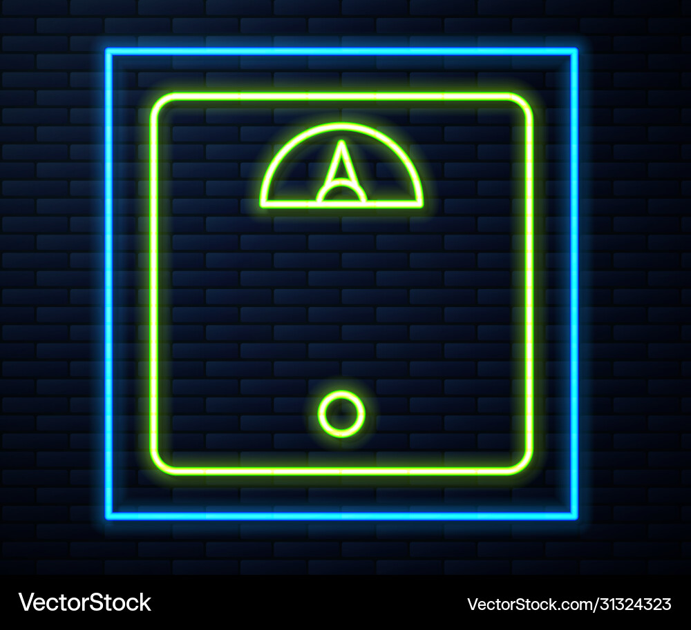 Glowing neon line bathroom scales icon isolated Glowing neon line bathroom scales icon isolated vector image